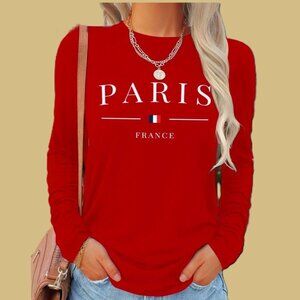 New WOMEN'S PARIS TEE-SHIRT Red Size XL